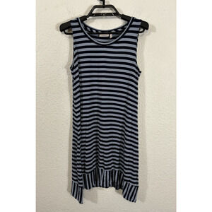 LOGO Layers Tunic Top Size XS Blue Striped Rayon Blend Sleeveless
